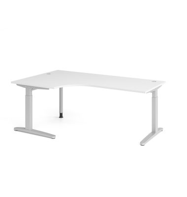 Schreibtisch VXB, manuell h&ouml;henverstellbar, 85cm (H), 200x120cm (BxT), wei&szlig; / silber