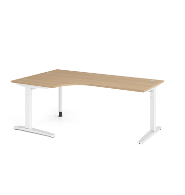 Schreibtisch VXB, manuell h&ouml;henverstellbar, 85cm (H), 200x120cm (BxT), eiche / wei&szlig;