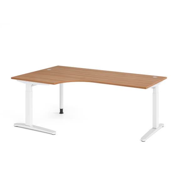 4032062326442 - Schreibtisch VXB manuell höhenverstellbar 85cm (H) 200x120cm (BxT) Nussbaum   weiß 4032062326442 Hammerbacher