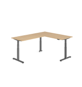 Sitz-Steh-Schreibtisch VXDSM, elektrisch h&ouml;henverstellbar, 127cm (H), 240x180cm (BxT), eiche / graphit