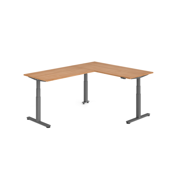 4032062326725 - Sitz-Steh-Schreibtisch VXDSM elektrisch höhenverstellbar 127cm (H) 240x180cm (BxT) Nussbaum   graphit 4032062326725 Hammerba