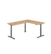 Sitz-Steh-Schreibtisch VXDSM, elektrisch h&ouml;henverstellbar, 127cm (H), 240x180cm (BxT), asteiche / graphit
