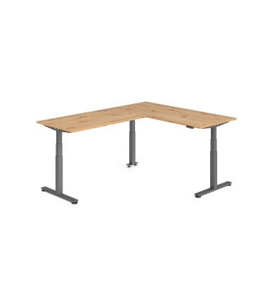 Sitz-Steh-Schreibtisch VXDSM, elektrisch h&ouml;henverstellbar, 127cm (H), 240x180cm (BxT), asteiche / graphit
