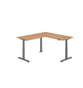 Sitz-Steh-Schreibtisch VXDSM, elektrisch h&ouml;henverstellbar, 127cm (H), 200x180cm (BxT), nussbaum / graphit