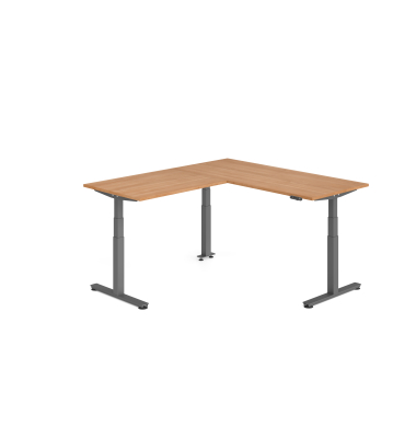 Sitz-Steh-Schreibtisch VXDSM, elektrisch h&ouml;henverstellbar, 127cm (H), 200x180cm (BxT), nussbaum / graphit