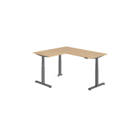 Sitz-Steh-Schreibtisch VXDSM, elektrisch h&ouml;henverstellbar, 127cm (H), 160x180cm (BxT), eiche / graphit