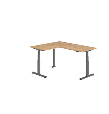 Sitz-Steh-Schreibtisch VXDSM, elektrisch h&ouml;henverstellbar, 127cm (H), 160x180cm (BxT), asteiche / graphit