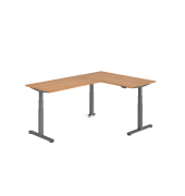 Sitz-Steh-Schreibtisch VXDSM, elektrisch h&ouml;henverstellbar, 127cm (H), 240x160cm (BxT), nussbaum / graphit