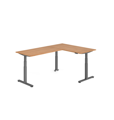 Sitz-Steh-Schreibtisch VXDSM, elektrisch h&ouml;henverstellbar, 127cm (H), 240x160cm (BxT), nussbaum / graphit