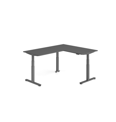 Sitz-Steh-Schreibtisch VXDSM, elektrisch h&ouml;henverstellbar, 127cm (H), 200x160cm (BxT), graphit / graphit
