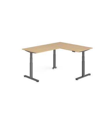 Sitz-Steh-Schreibtisch VXDSM, elektrisch h&ouml;henverstellbar, 127cm (H), 200x160cm (BxT), eiche / graphit