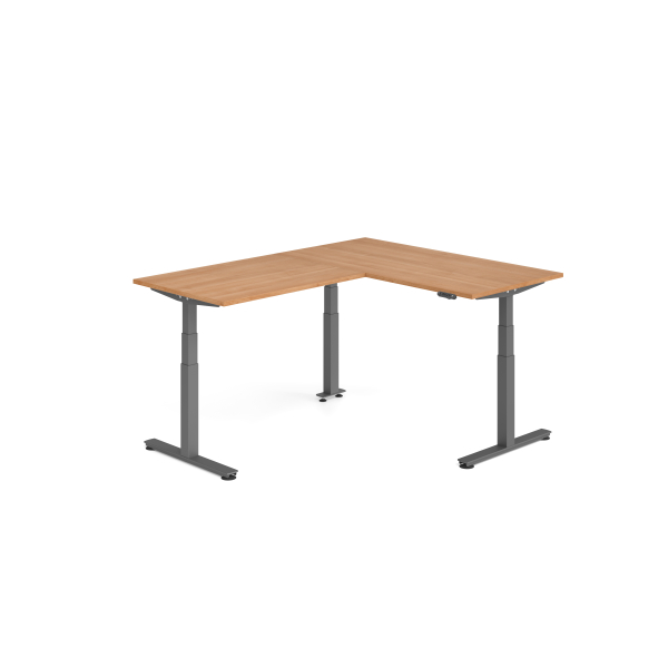 4032062327043 - Sitz-Steh-Schreibtisch VXDSM elektrisch höhenverstellbar 127cm (H) 200x160cm (BxT) Nussbaum   graphit 4032062327043 Hammerba