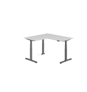 Sitz-Steh-Schreibtisch VXDSM, elektrisch h&ouml;henverstellbar, 127cm (H), 160x160cm (BxT), grau / graphit