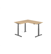 Sitz-Steh-Schreibtisch VXDSM, elektrisch h&ouml;henverstellbar, 127cm (H), 160x160cm (BxT), eiche / graphit