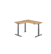 Sitz-Steh-Schreibtisch VXDSM, elektrisch h&ouml;henverstellbar, 127cm (H), 160x160cm (BxT), asteiche / graphit