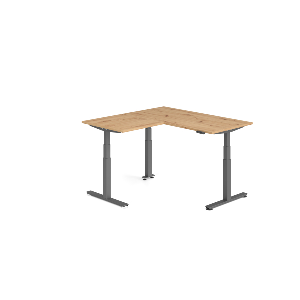 4032062327135 - Sitz-Steh-Schreibtisch VXDSM elektrisch höhenverstellbar 127cm (H) 160x160cm (BxT) Asteiche   graphit 4032062327135 Hammerba