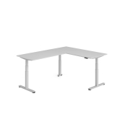 Sitz-Steh-Schreibtisch VXDSM, elektrisch h&ouml;henverstellbar, 127cm (H), 240x180cm (BxT), grau / silber