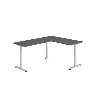 Sitz-Steh-Schreibtisch VXDSM, elektrisch h&ouml;henverstellbar, 127cm (H), 240x180cm (BxT), graphit / silber