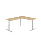 Sitz-Steh-Schreibtisch VXDSM, elektrisch h&ouml;henverstellbar, 127cm (H), 240x180cm (BxT), eiche / silber