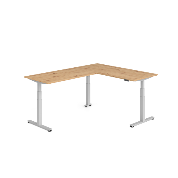 4032062327210 - Sitz-Steh-Schreibtisch VXDSM elektrisch höhenverstellbar 127cm (H) 240x180cm (BxT) Asteiche   silber 4032062327210 Hammerbac