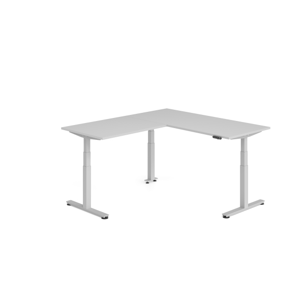 4032062327241 - Sitz-Steh-Schreibtisch VXDSM elektrisch höhenverstellbar 127cm (H) 200x180cm (BxT) Grau   silber 4032062327241 Hammerbacher
