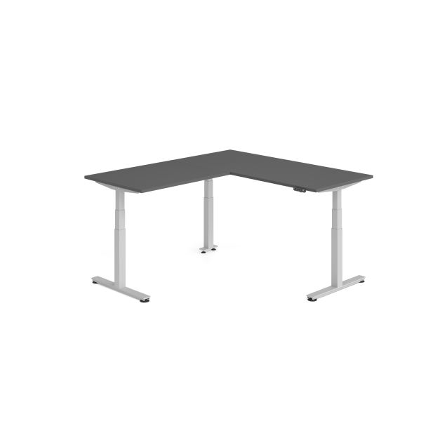 4032062327258 - Sitz-Steh-Schreibtisch VXDSM elektrisch höhenverstellbar 127cm (H) 200x180cm (BxT) Graphit   silber 4032062327258 Hammerbach