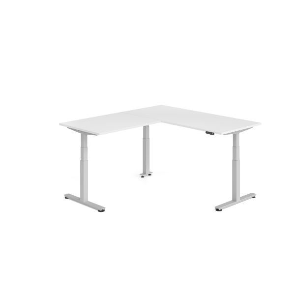 4032062327302 - Sitz-Steh-Schreibtisch VXDSM elektrisch höhenverstellbar 127cm (H) 200x180cm (BxT) Weiß   silber 4032062327302 Hammerbacher