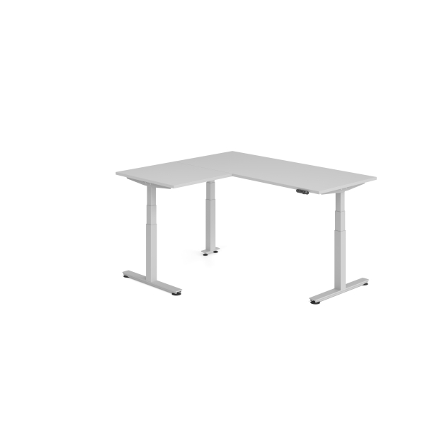 4032062327326 - Sitz-Steh-Schreibtisch VXDSM elektrisch höhenverstellbar 127cm (H) 160x180cm (BxT) Grau   silber 4032062327326 Hammerbacher