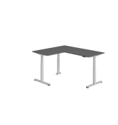 Sitz-Steh-Schreibtisch VXDSM, elektrisch h&ouml;henverstellbar, 127cm (H), 160x180cm (BxT), graphit / silber