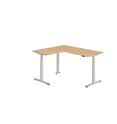 Sitz-Steh-Schreibtisch VXDSM, elektrisch h&ouml;henverstellbar, 127cm (H), 160x180cm (BxT), eiche / silber