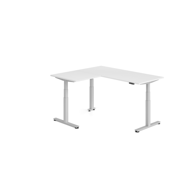 4032062327388 - Sitz-Steh-Schreibtisch VXDSM elektrisch höhenverstellbar 127cm (H) 160x180cm (BxT) Weiß   silber 4032062327388 Hammerbacher