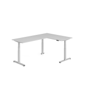 Sitz-Steh-Schreibtisch VXDSM, elektrisch h&ouml;henverstellbar, 127cm (H), 240x160cm (BxT), grau / silber
