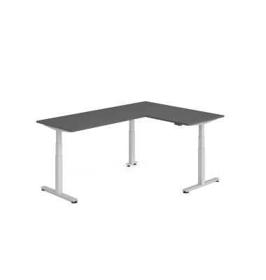 Sitz-Steh-Schreibtisch VXDSM, elektrisch h&ouml;henverstellbar, 127cm (H), 240x160cm (BxT), graphit / silber