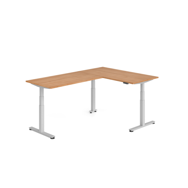 4032062327449 - Sitz-Steh-Schreibtisch VXDSM elektrisch höhenverstellbar 127cm (H) 240x160cm (BxT) Nussbaum   silber 4032062327449 Hammerbac