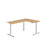 Sitz-Steh-Schreibtisch VXDSM, elektrisch h&ouml;henverstellbar, 127cm (H), 240x160cm (BxT), asteiche / silber