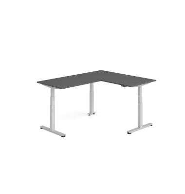 Sitz-Steh-Schreibtisch VXDSM, elektrisch h&ouml;henverstellbar, 127cm (H), 200x160cm (BxT), graphit / silber