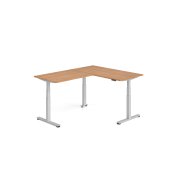Sitz-Steh-Schreibtisch VXDSM, elektrisch h&ouml;henverstellbar, 127cm (H), 200x160cm (BxT), nussbaum / silber