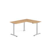 Sitz-Steh-Schreibtisch VXDSM, elektrisch h&ouml;henverstellbar, 127cm (H), 200x160cm (BxT), asteiche / silber