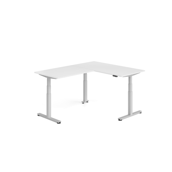 4032062327548 - Sitz-Steh-Schreibtisch VXDSM elektrisch höhenverstellbar 127cm (H) 200x160cm (BxT) Weiß   silber 4032062327548 Hammerbacher