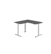 Sitz-Steh-Schreibtisch VXDSM, elektrisch h&ouml;henverstellbar, 127cm (H), 160x160cm (BxT), graphit / silber