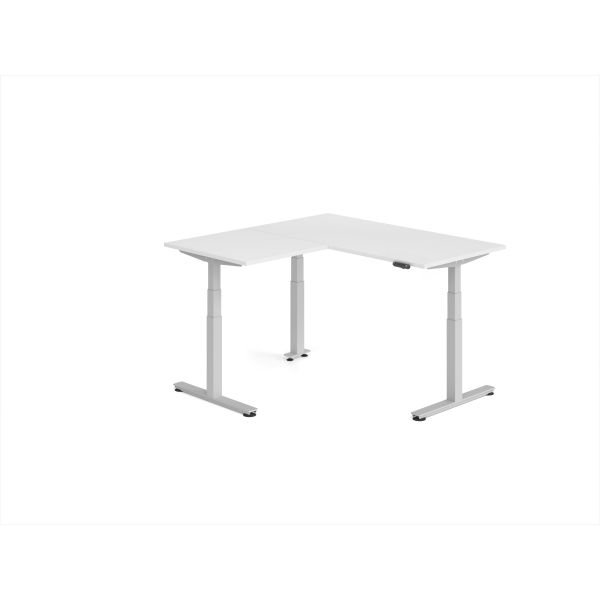 4032062327623 - Sitz-Steh-Schreibtisch VXDSM elektrisch höhenverstellbar 127cm (H) 160x160cm (BxT) Weiß   silber 4032062327623 Hammerbacher