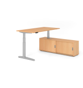 Sitz-Steh-Schreibtischkombination VXBHM, elektrisch h&ouml;henverstellbar 129cm (H), 160x80cm (BxT), buche / silber