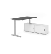 Sitz-Steh-Schreibtischkombination VXBHM, elektrisch h&ouml;henverstellbar 129cm (H), 160x80cm (BxT), graphit / silber