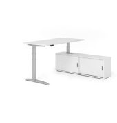 Sitz-Steh-Schreibtischkombination VXBHM, elektrisch h&ouml;henverstellbar 129cm (H), 160x80cm (BxT), wei&szlig; / silber