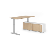 Sitz-Steh-Schreibtischkombination VXBHM, elektrisch h&ouml;henverstellbar 129cm (H), 160x80cm (BxT), eiche / silber