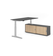 Sitz-Steh-Schreibtischkombination VXBHM, elektrisch h&ouml;henverstellbar 129cm (H), 160x80cm (BxT), graphit / silber