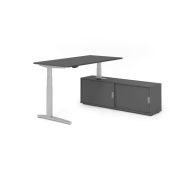 Sitz-Steh-Schreibtischkombination VXBHM, elektrisch h&ouml;henverstellbar 129cm (H), 160x80cm (BxT), graphit / silber