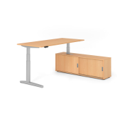 Sitz-Steh-Schreibtischkombination VXBHM, elektrisch h&ouml;henverstellbar 129cm (H), 180x80cm (BxT), buche / silber
