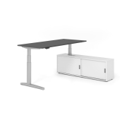 Sitz-Steh-Schreibtischkombination VXBHM, elektrisch h&ouml;henverstellbar 129cm (H), 180x80cm (BxT), graphit / silber
