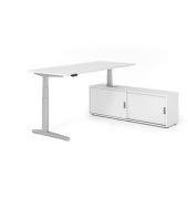 Sitz-Steh-Schreibtischkombination VXBHM, elektrisch h&ouml;henverstellbar 129cm (H), 180x80cm (BxT), wei&szlig; / silber